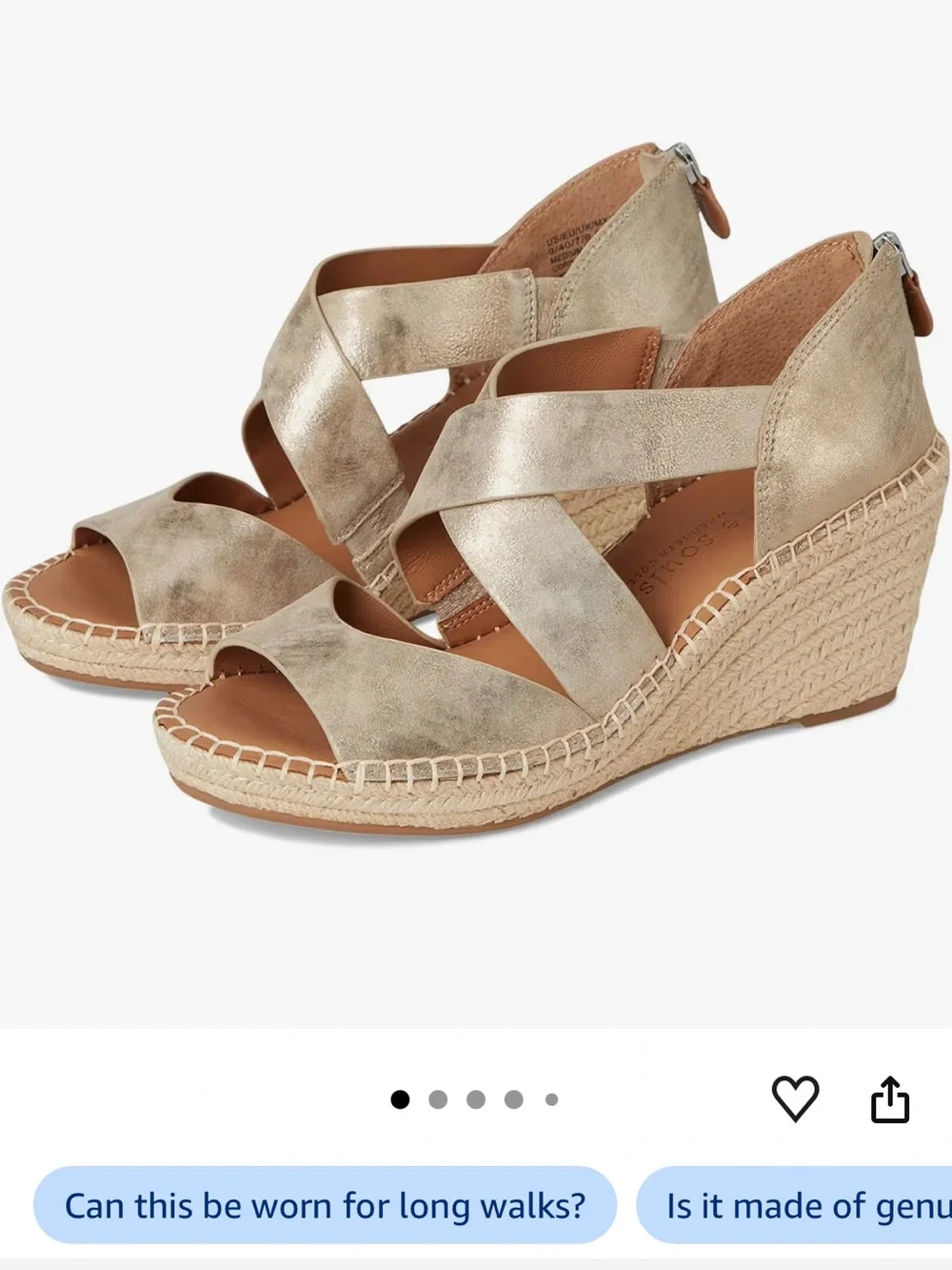 gentle souls by Kenneth Cole Metallic Gold Espadrille Wedge Sandals